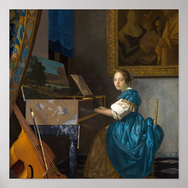 Poster Johannes Vermeer - Dama Sentada ao Virginal (Frente)