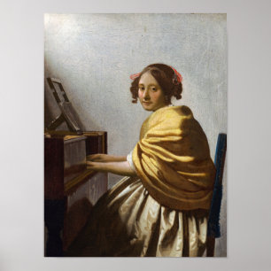 Poster Johannes Vermeer - Jovem Mulher Sentada ao Virgina