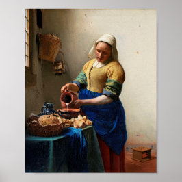 Poster Johannes Vermeer. Milkmaid. Vintage belas artes