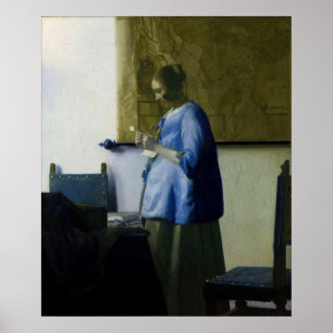 Poster Johannes Vermeer - Mulher de Azul Lendo uma Carta