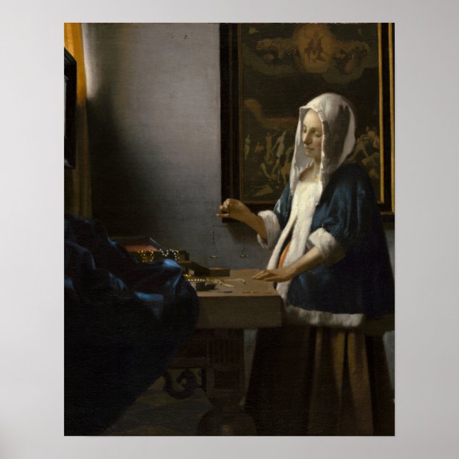 Poster Johannes Vermeer, Mulher Equilibrando (Frente)
