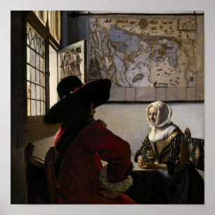 Poster Johannes Vermeer - Oficial com uma Garota Rindo