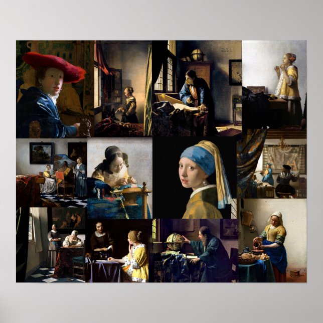 Poster Johannes Vermeer - Patchwork de obras-primas (Frente)