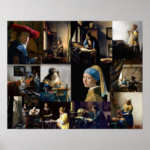 Poster Johannes Vermeer - Patchwork de obras-primas