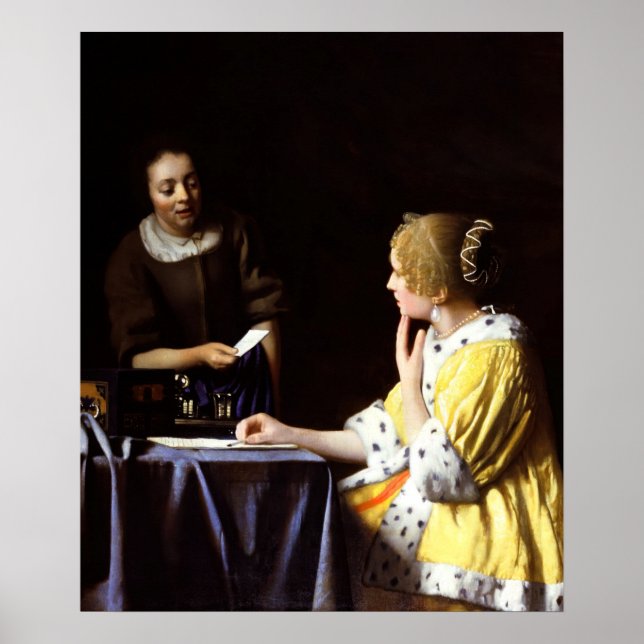 Poster Johannes Vermeer - Patroa e Criada (Frente)