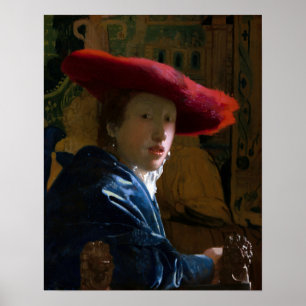 Poster Johannes Vermeer - Rapariga com Chapéu Vermelho