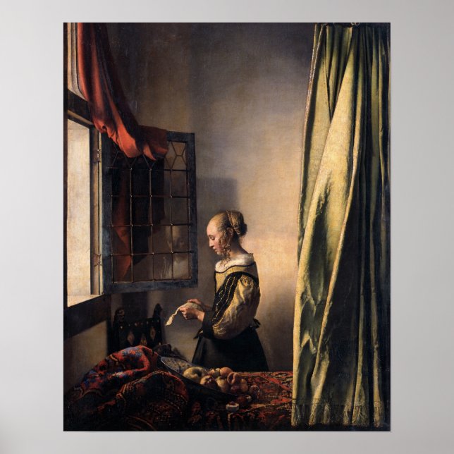 Poster Johannes Vermeer, Rapariga Lendo uma Carta (Frente)