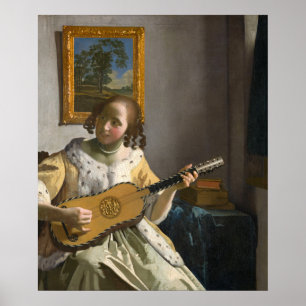 Poster Johannes Vermeer - Tocador de Guitarra