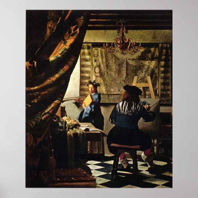 Póster Johannes Vermeer's A Arte da Pintura por volta de  (Frente)