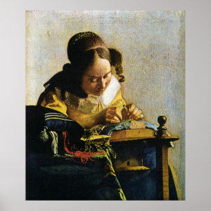 Póster Johannes Vermeer's The Lacemaker (cerca de 1670)