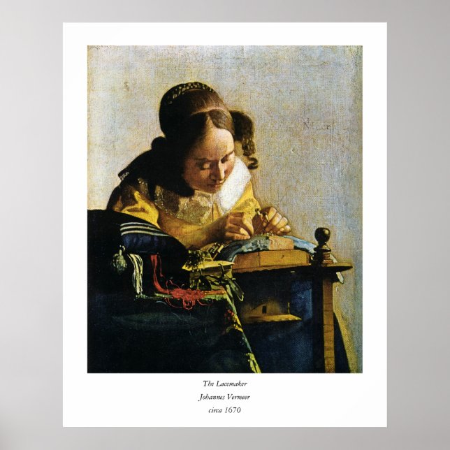 Póster Johannes Vermeer's The Lacemaker (cerca de 1670) (Frente)