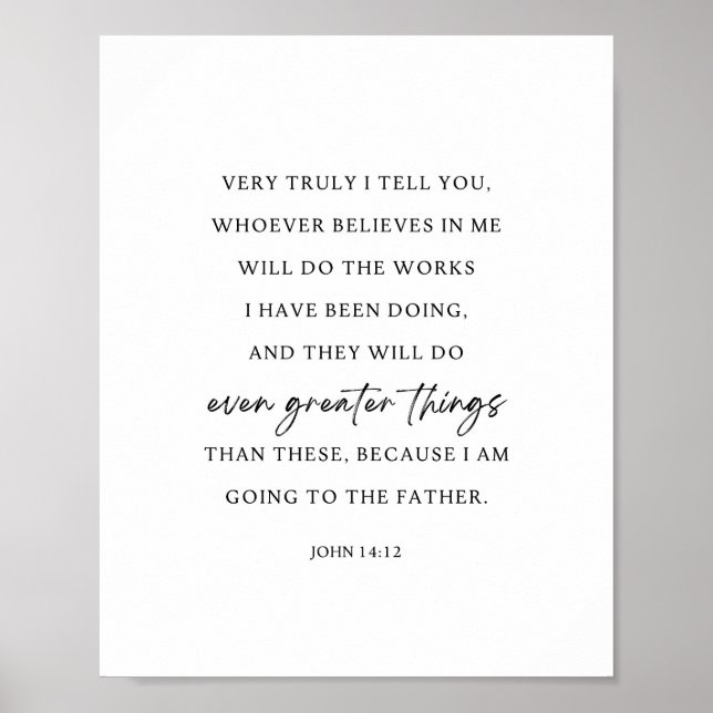 Poster John 14:12 Faça coisas ainda maiores (Frente)