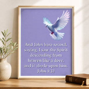 Poster John 1:32 Cristão Roxo da Dove Descendente
