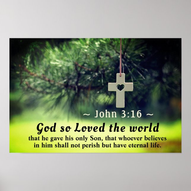 Poster John 3:16 Deus adorou o mundo que deu ao seu filho (Frente)