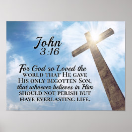 Poster John 3:16 Deus tão adorou a Cruz Mundial de Madeir