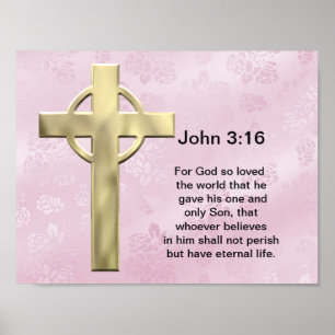 Póster John 3:16 (rosa)