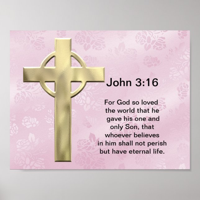 Póster John 3:16 (rosa) (Frente)