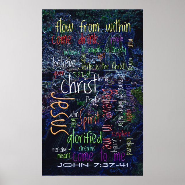 Poster John 7:37-41 Waterfall (Frente)