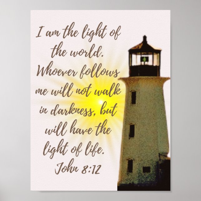 Poster John 8:12 com Farol (Frente)