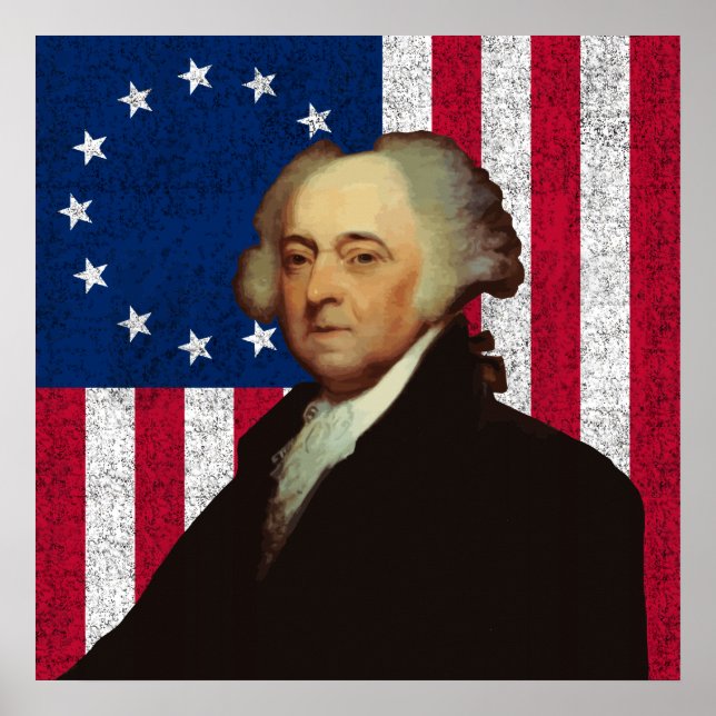 Póster John Adams e a bandeira americana (Frente)