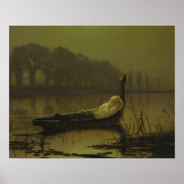 Póster John Atkinson Grimshaw - A Senhora de Shalott (Frente)