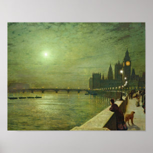 Póster John Atkinson Grimshaw - Reflexões sobre o Tâmis