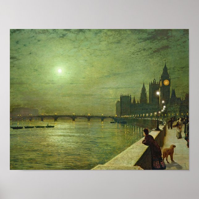 Póster John Atkinson Grimshaw - Reflexões sobre o Tâmisa (Frente)