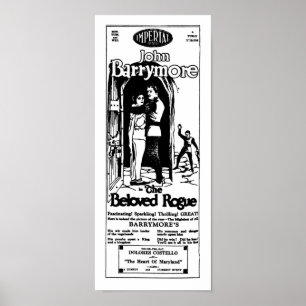Póster John Barrymore BELOVED ROGUE Vintage