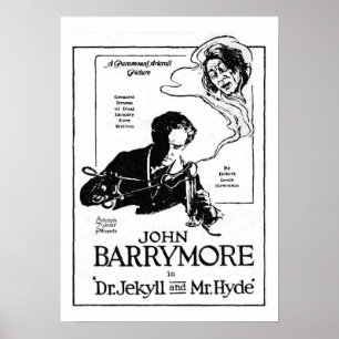 Póster John Barrymore Jekyll e Hyde 1920 Movie Ad Impress