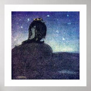 Poster John Bauer King da Montanha Troll em Azul