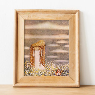 Poster John Bauer Princess em Flower Meadow