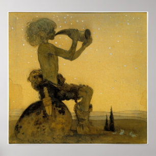 Póster John Bauer que fundiu em cima do chifre