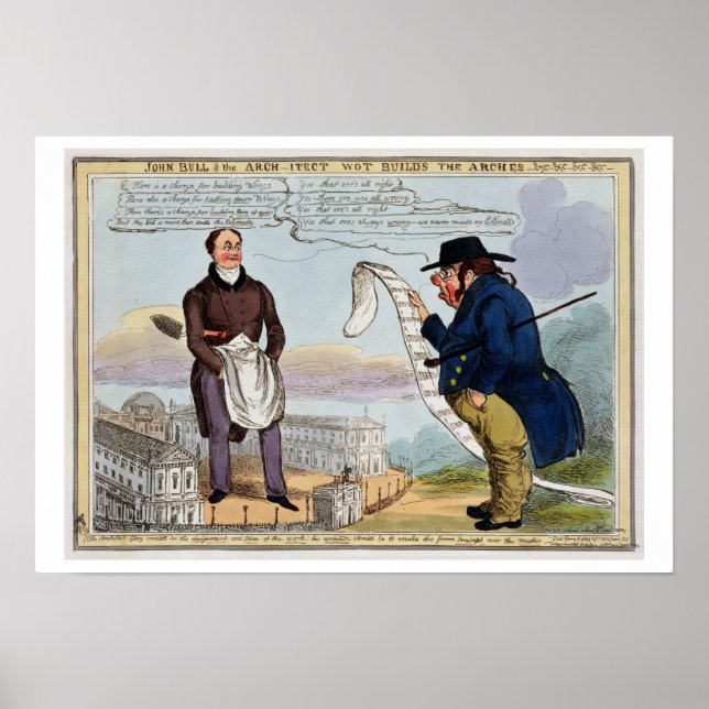 Poster John Bull e o arquiteto Wot constroem os arcos (Frente)