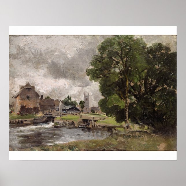 Póster John Constable | Dedham Lock e Mill (Frente)