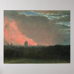 Póster John Constable   Incêndio em Londres visto de Hamp