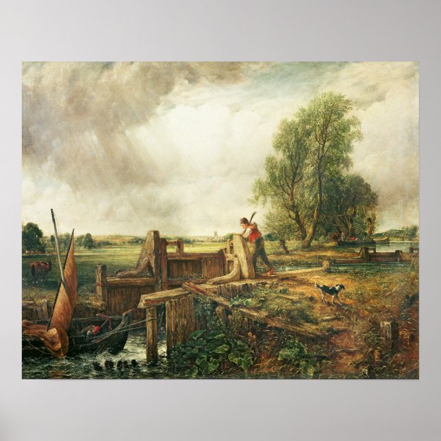 Póster John Constable | Um barco que atravessa uma fechad (Frente)