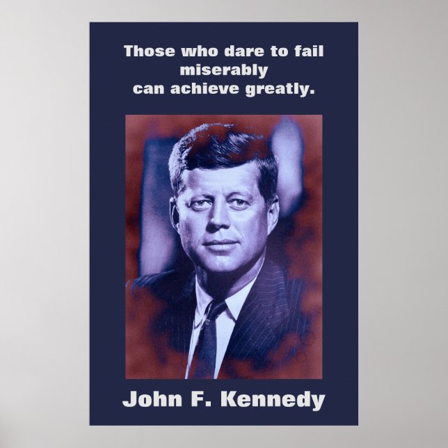 Poster John F. Kennedy Cita Inspiração Motivacional (Frente)
