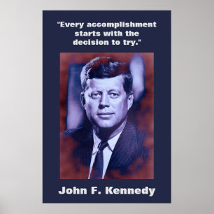 Poster John F. Kennedy Cita Inspiração Motivacional