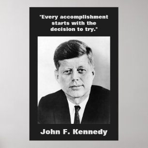 Poster John F. Kennedy Cita Inspiração Motivacional