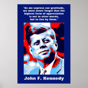 Poster John F. Kennedy Cita Inspiração Motivacional