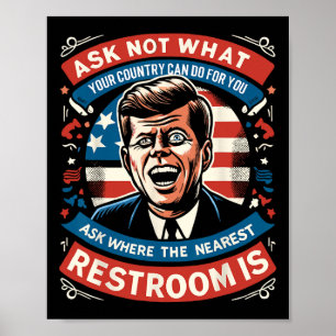 Poster John F. Kennedy Funny Patriótico Toilet Meme 4º De