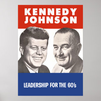 Poster John F. Kennedy & Lyndon B Johnson Campanha de 196