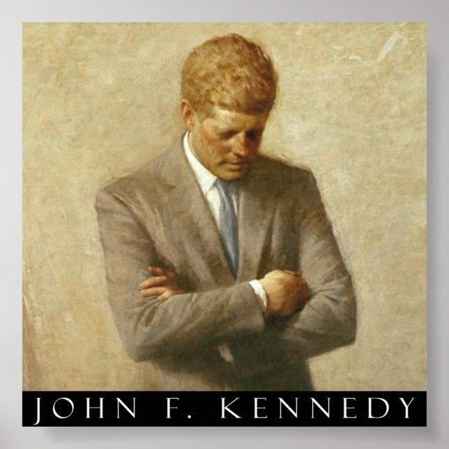 Póster John F. Kennedy Retrato Na Canvas (Frente)