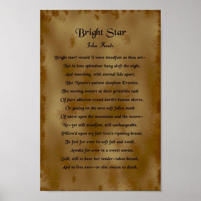 Poster John Keats, Estrela Bela (Frente)