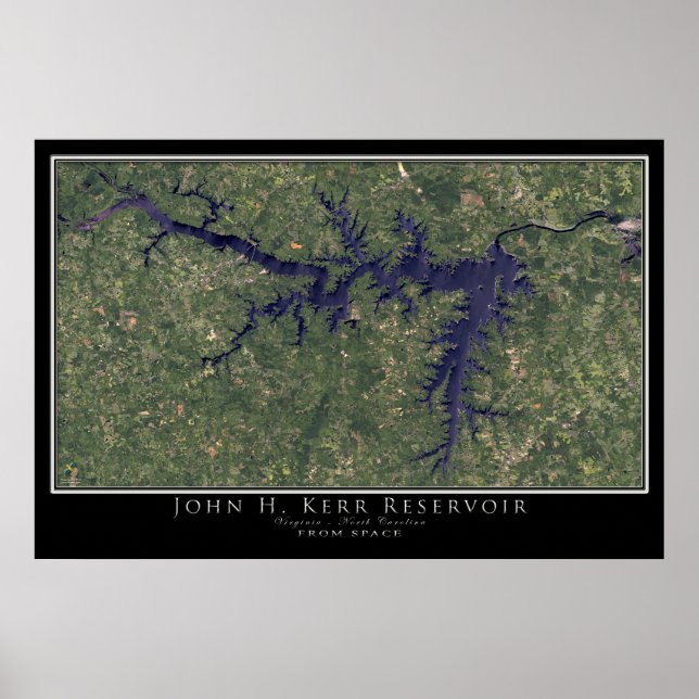 Póster John Kerr Lake Virginia - Satélite da Carolina do  (Frente)