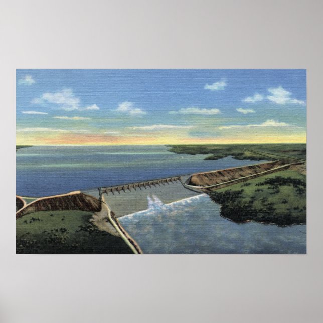 Póster John Martin (Caddoa) Dam através do rio Arkansas (Frente)
