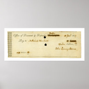Poster John Quincy Adams ORIGINAL Cheque