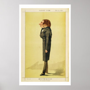 Póster John Ruskin (1819-1900), caricatura por Cecioni