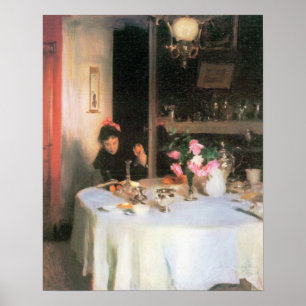 Póster John Singer Sargent - A mesa do café da manhã
