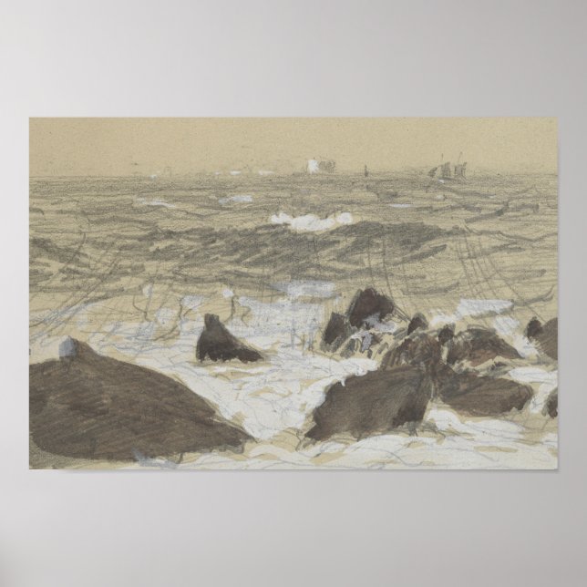 Poster John Singer Sargent - Ondas quebrando pedras (Frente)